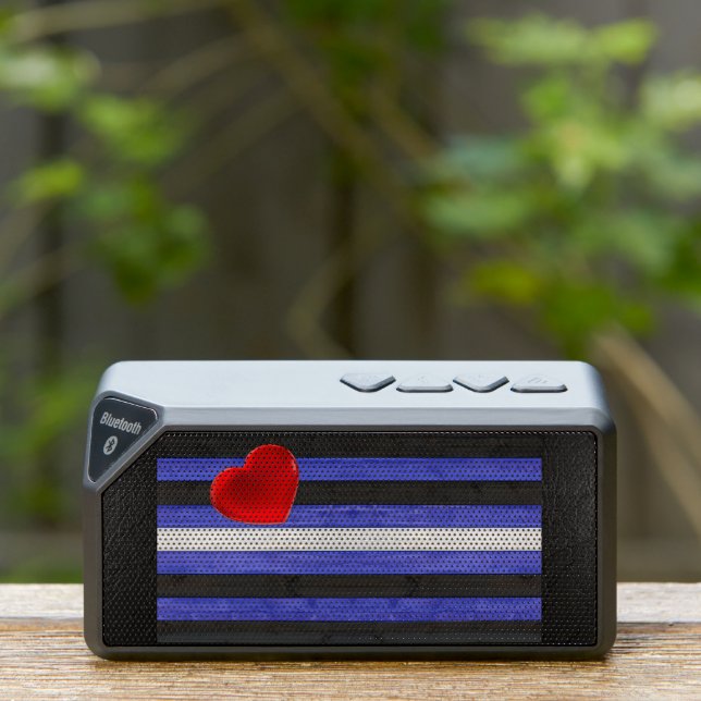 SlipperyJoe's leather pride flag black royal blue  Bluetooth Speaker (Insitu(Outdoor))