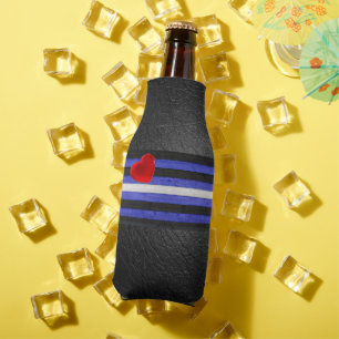 SlipperyJoe's leather pride flag black royal blue Bottle Cooler