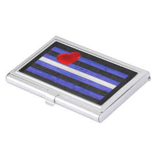 SlipperyJoe's leather pride flag black royal blue Business Card Case