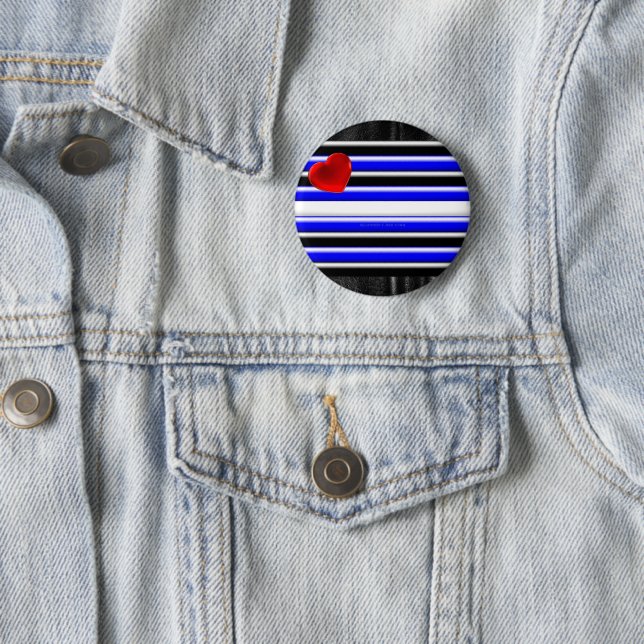 SlipperyJoe's leather pride flag black royal blue  Button (In Situ)