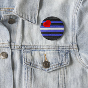 SlipperyJoe's leather pride flag black royal blue Button