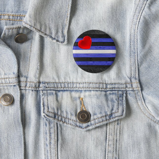 SlipperyJoe's leather pride flag black royal blue  Button (In Situ)