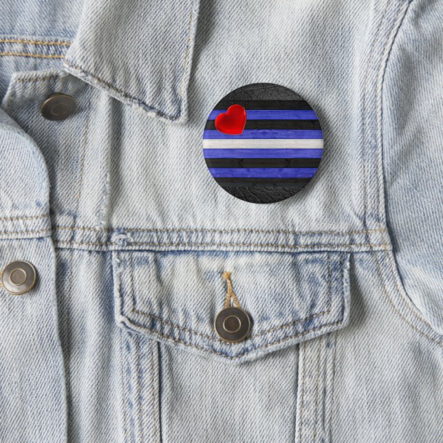 SlipperyJoe's leather pride flag black royal blue  Button (In Situ)