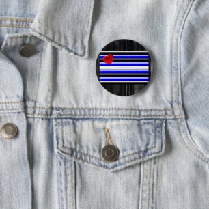 SlipperyJoe's leather pride flag black royal blue Button
