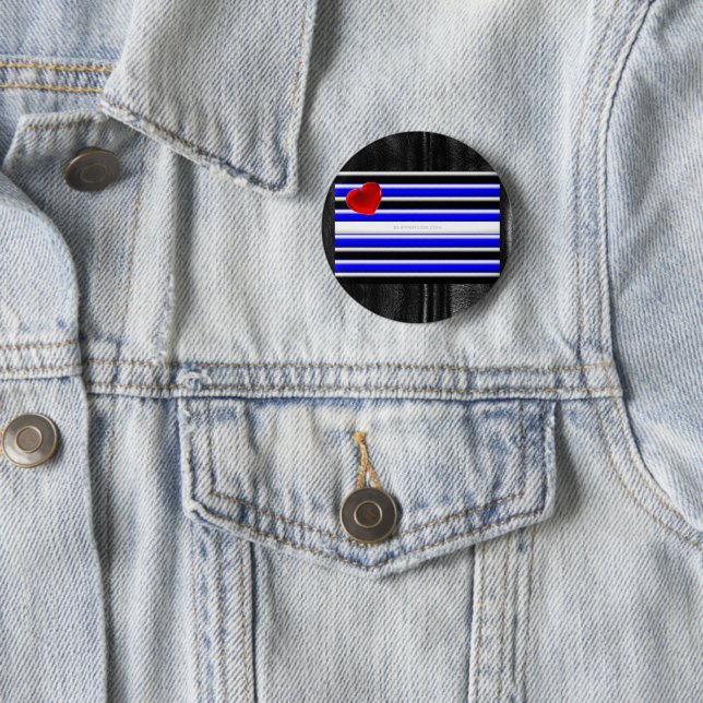 SlipperyJoe's leather pride flag black royal blue  Button (In Situ)
