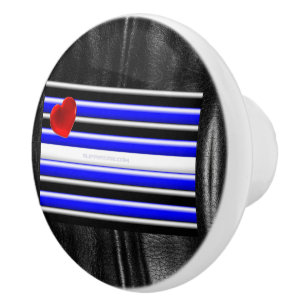 SlipperyJoe's leather pride flag black royal blue  Ceramic Knob