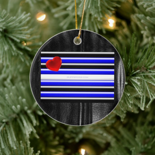SlipperyJoe's leather pride flag black royal blue  Ceramic Ornament (Tree)