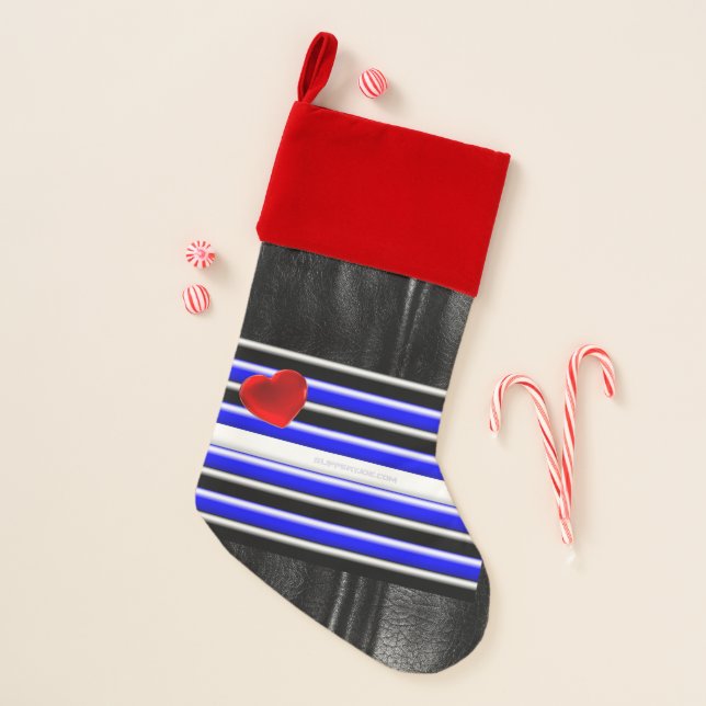 SlipperyJoe's leather pride flag black royal blue  Christmas Stocking (Front)