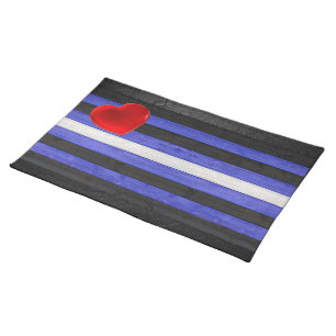 SlipperyJoe's leather pride flag black royal blue Cloth Placemat