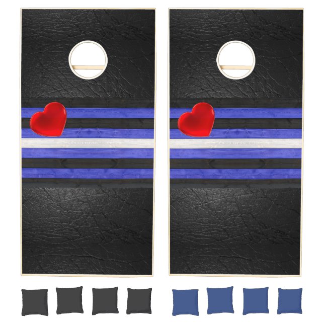 SlipperyJoe's leather pride flag black royal blue  Cornhole Set (Set)