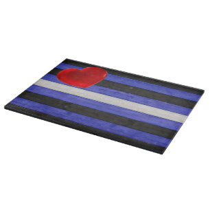 SlipperyJoe's leather pride flag black royal blue Cutting Board