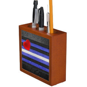 SlipperyJoe's leather pride flag black royal blue Desk Organizer