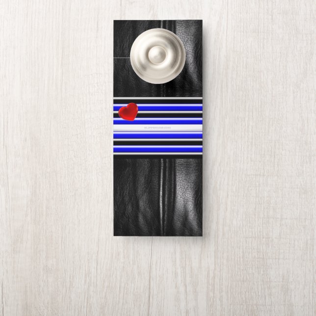 SlipperyJoe's leather pride flag black royal blue  Door Hanger (On Knob)