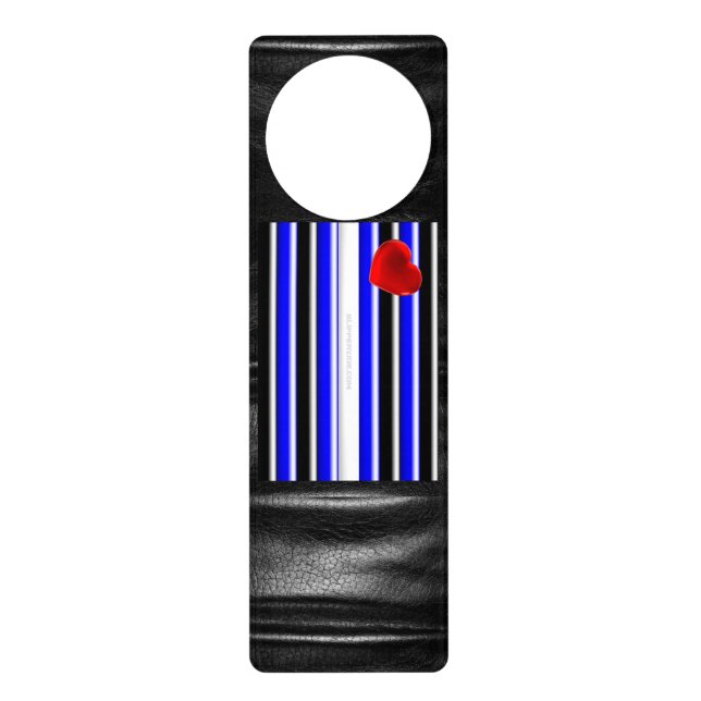 SlipperyJoe's leather pride flag black royal blue  Door Hanger (Front)