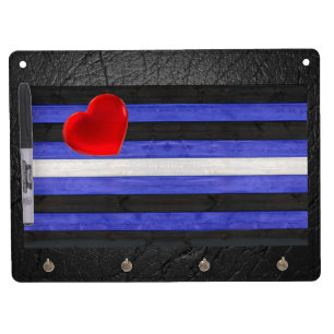 SlipperyJoe's leather pride flag black royal blue Dry Erase Board With Keychain Holder