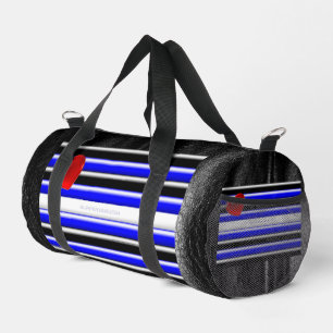 SlipperyJoe's leather pride flag black royal blue Duffle Bag
