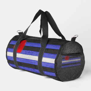 SlipperyJoe's leather pride flag black royal blue Duffle Bag