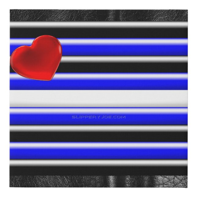 SlipperyJoe's leather pride flag black royal blue  Faux Canvas Print (Front)