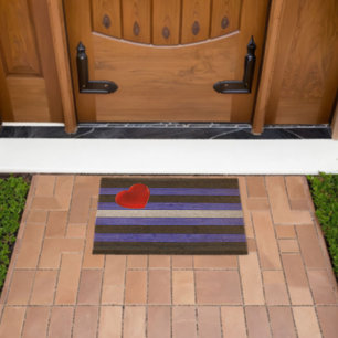 SlipperyJoe's leather pride flag black royal blue  Fiber Doormat