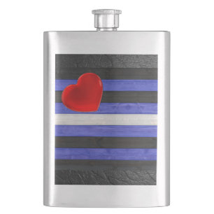 SlipperyJoe's leather pride flag black royal blue Flask