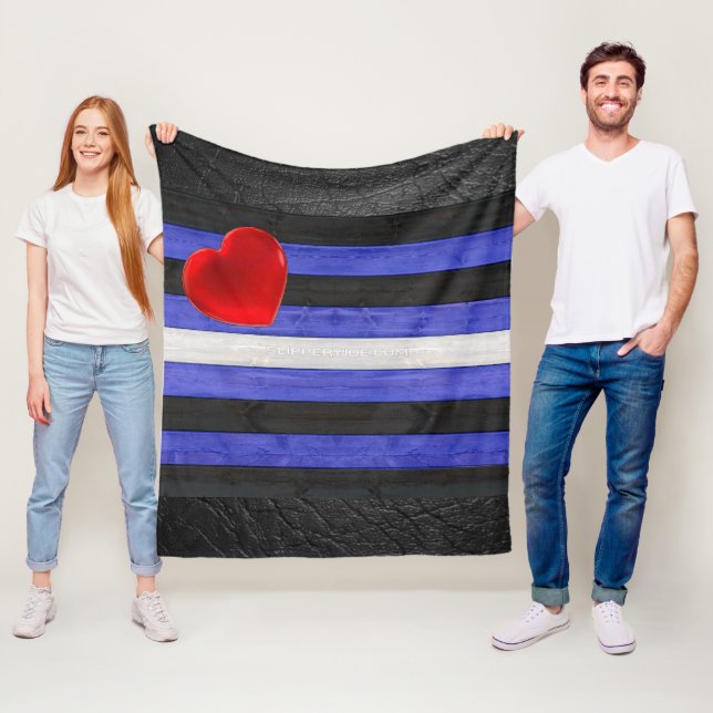 SlipperyJoe's leather pride flag black royal blue  Fleece Blanket (In Situ)