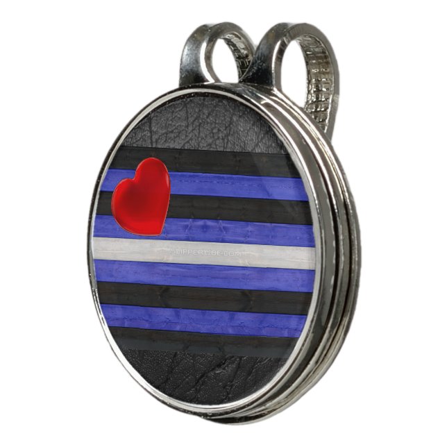 SlipperyJoe's leather pride flag black royal blue  Golf Hat Clip (3/4)