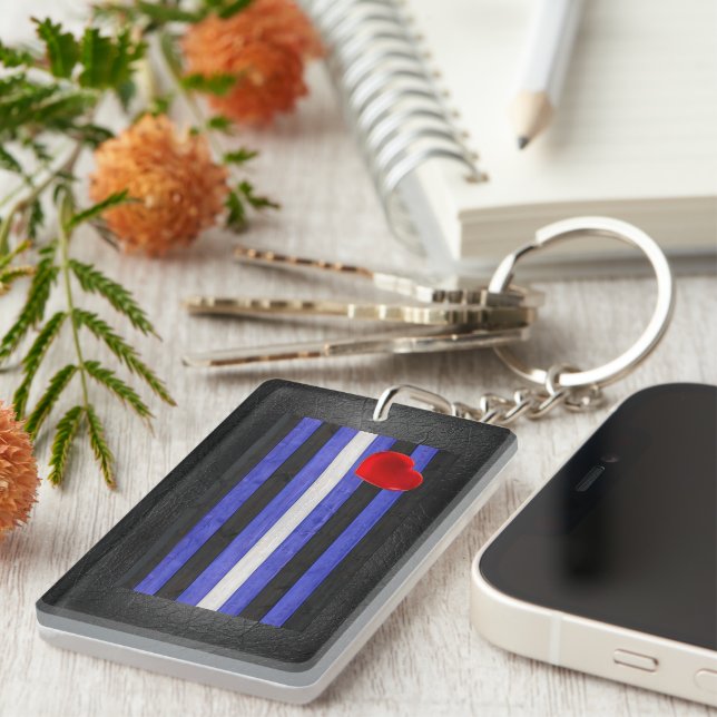 SlipperyJoe's leather pride flag black royal blue  Keychain (Front Right)