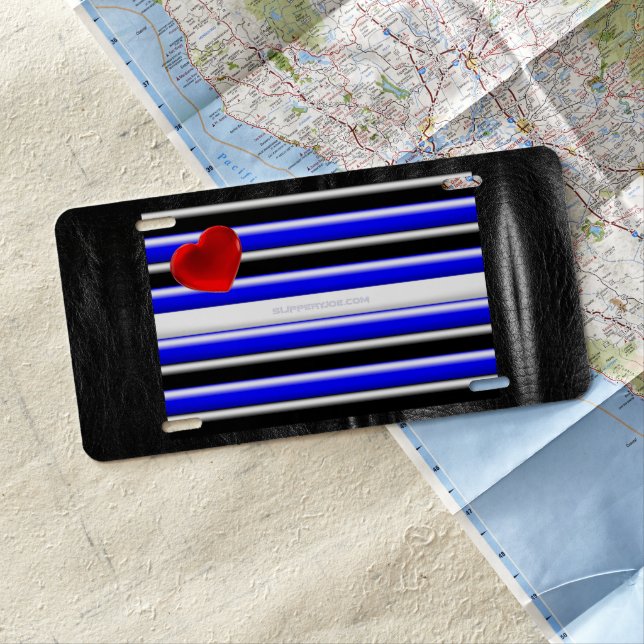 SlipperyJoe's leather pride flag black royal blue  License Plate (In Situ)