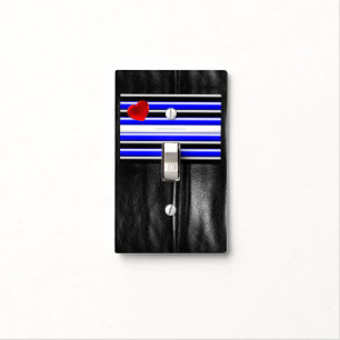 SlipperyJoe's leather pride flag black royal blue Light Switch Cover