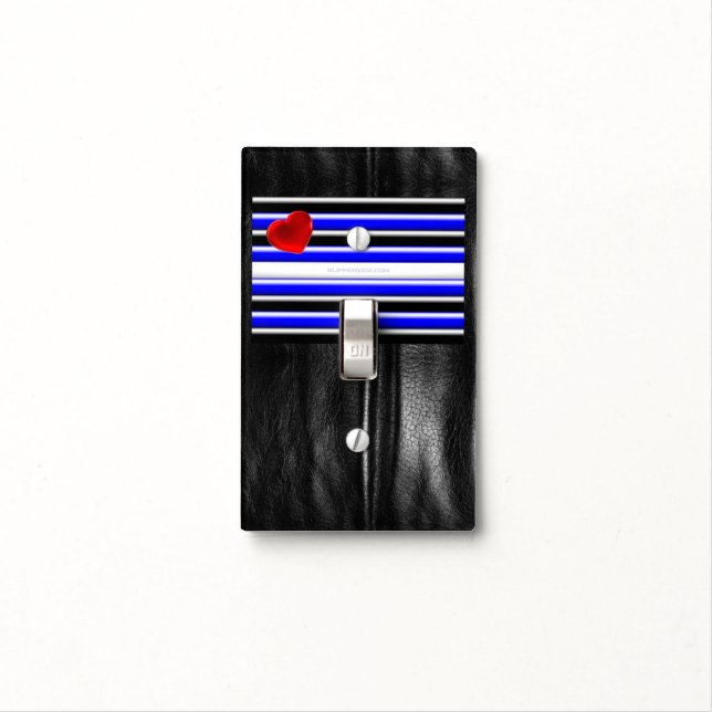 SlipperyJoe's leather pride flag black royal blue  Light Switch Cover (In Situ)