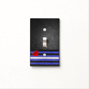 SlipperyJoe's leather pride flag black royal blue  Light Switch Cover