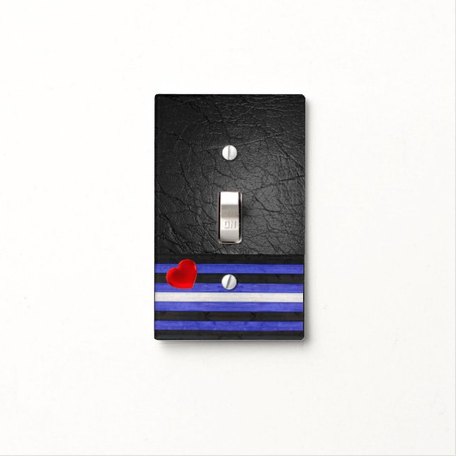 SlipperyJoe's leather pride flag black royal blue  Light Switch Cover (In Situ)