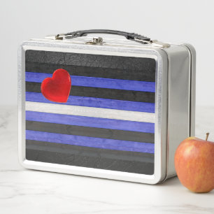 SlipperyJoe's leather pride flag black royal blue  Metal Lunch Box