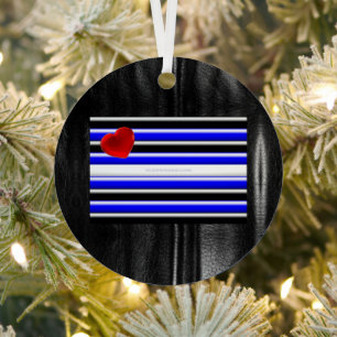 SlipperyJoe's leather pride flag black royal blue  Metal Ornament