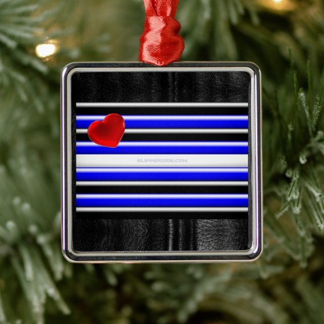 SlipperyJoe's leather pride flag black royal blue  Metal Ornament (Tree)