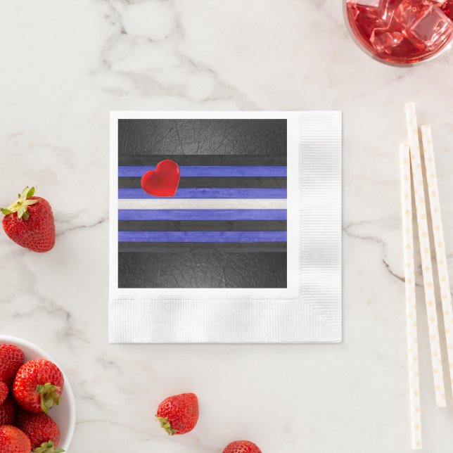 SlipperyJoe's leather pride flag black royal blue  Napkins (Insitu)