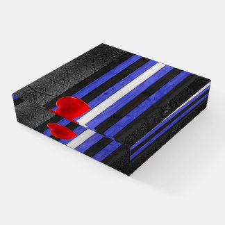SlipperyJoe's leather pride flag black royal blue Paperweight