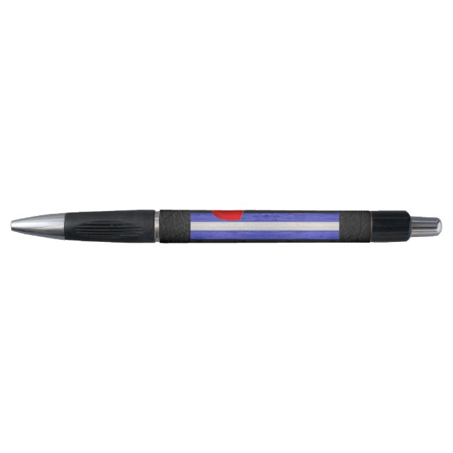 SlipperyJoe's leather pride flag black royal blue  Pen (Front)