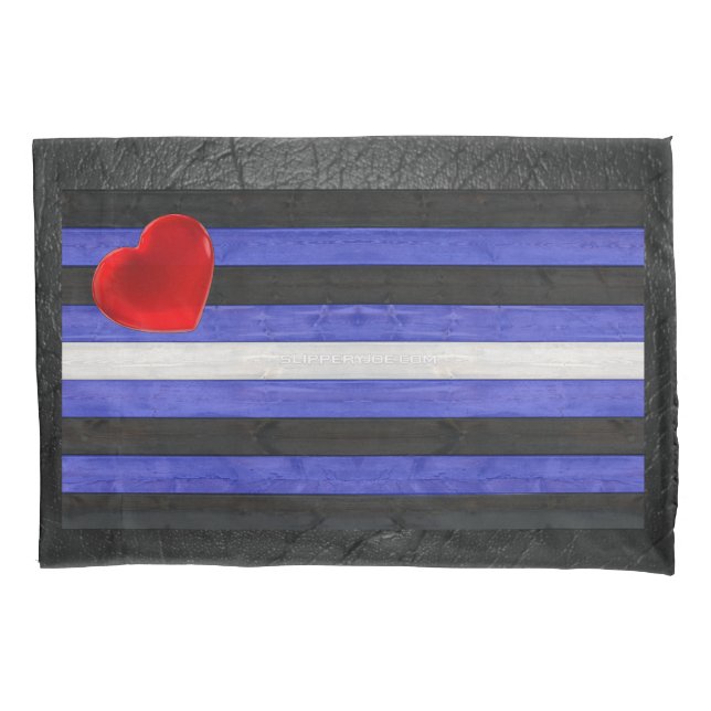 SlipperyJoe's leather pride flag black royal blue  Pillow Case (Front)