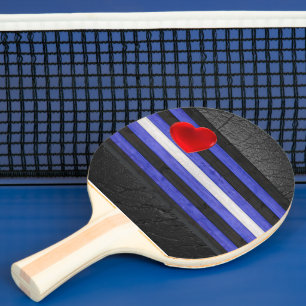 SlipperyJoe's leather pride flag black royal blue  Ping Pong Paddle