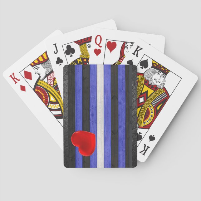 SlipperyJoe's leather pride flag black royal blue  Poker Cards (Back)