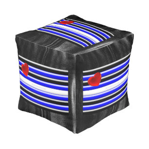 SlipperyJoe's leather pride flag black royal blue  Pouf