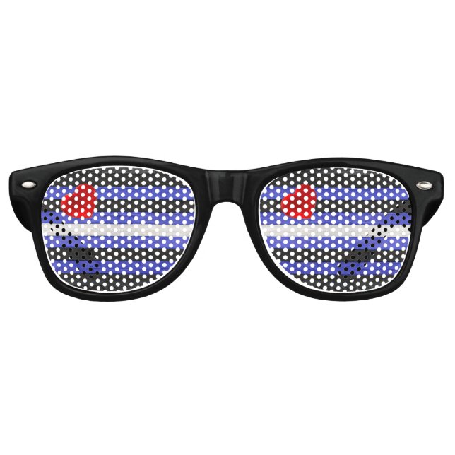 SlipperyJoe's leather pride flag black royal blue  Retro Sunglasses (Front)