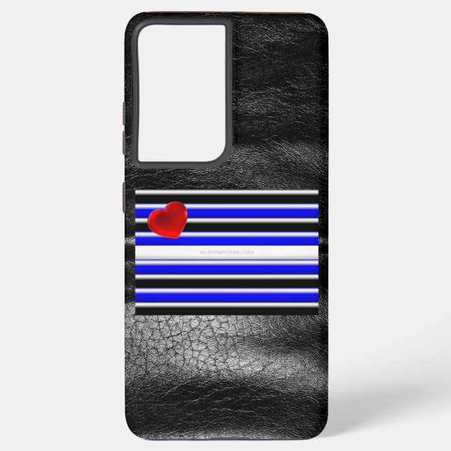 SlipperyJoe's leather pride flag black royal blue  Samsung Galaxy Case (Back)