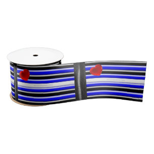 SlipperyJoe's leather pride flag black royal blue Satin Ribbon