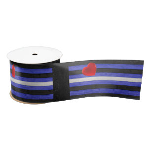 SlipperyJoe's leather pride flag black royal blue Satin Ribbon