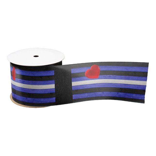 SlipperyJoe's leather pride flag black royal blue  Satin Ribbon (Spool)