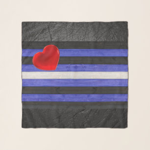 SlipperyJoe's leather pride flag black royal blue Scarf