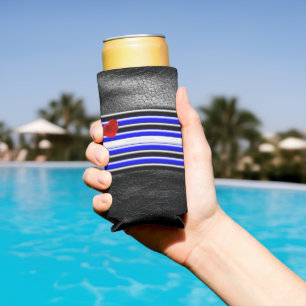 SlipperyJoe's leather pride flag black royal blue Seltzer Can Cooler