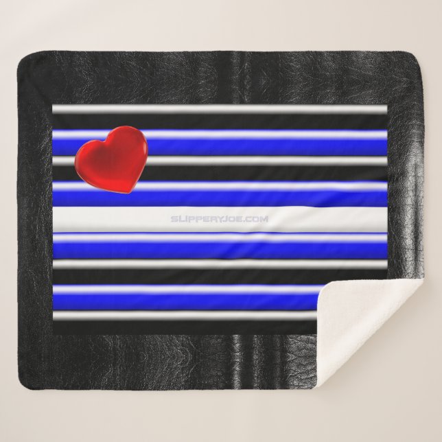 SlipperyJoe's leather pride flag black royal blue  Sherpa Blanket (Front (Horizontal))